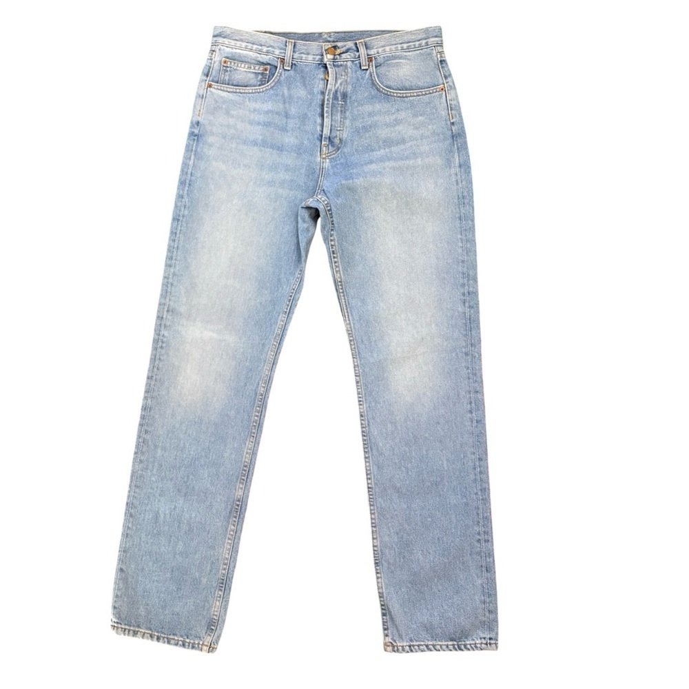 B SIDES Womens Plein Relaxed Straight Leg Jean Light Blue Sz 30 New Without Tags - Picture 2 of 9